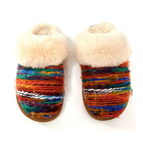 Biotime Shoes - BIOTIME Shearling Fur Juarez Southwestern Multicolour Wool Cozy Slide Slipper 9